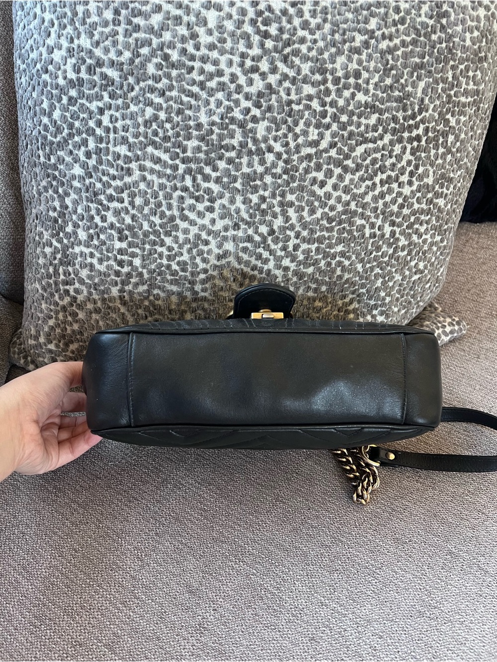 Gucci GG Marmont Matelassé Black Leather Small Shoulder Bag - Picture 11 of 12